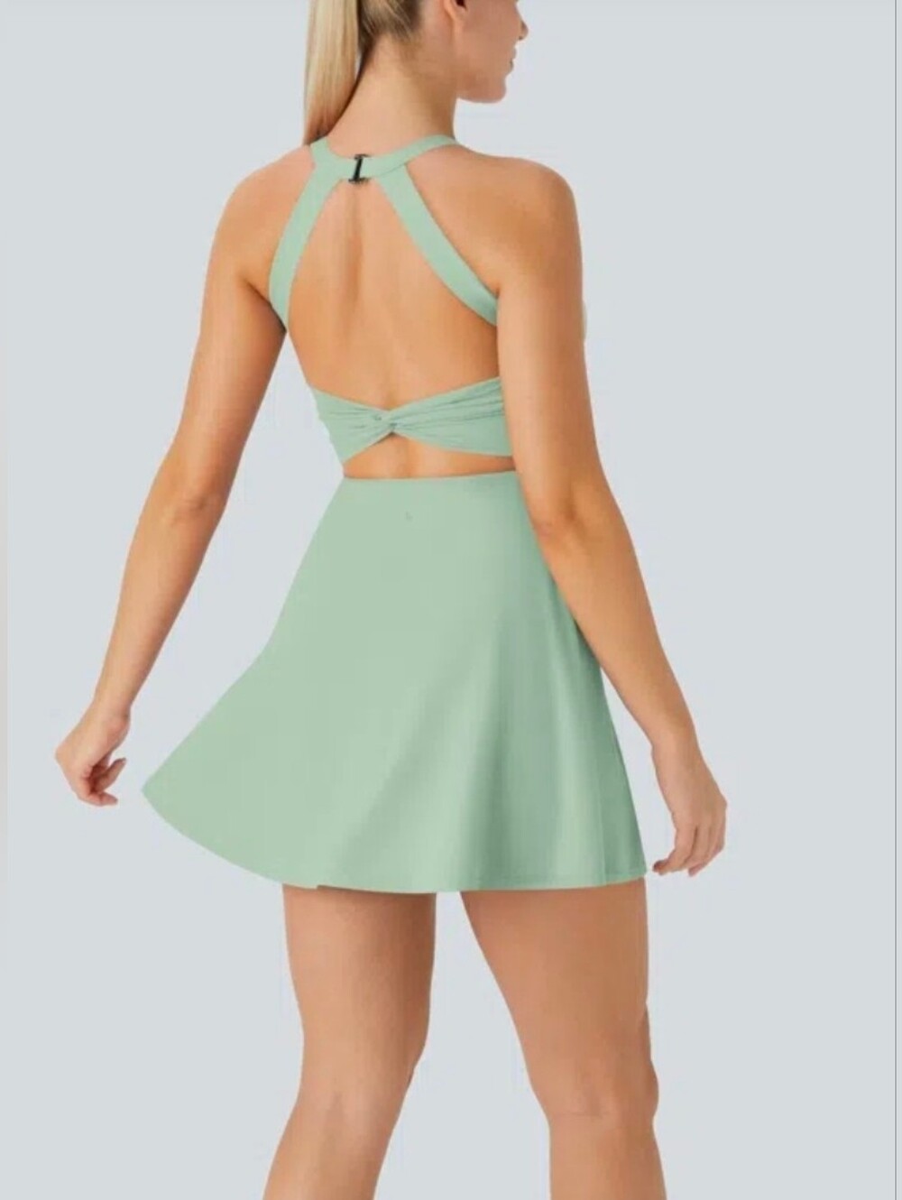 Halara Easy Peezy Active Dress Mint Green Built In Shorts Pocket Size Small - Picture 4 of 10